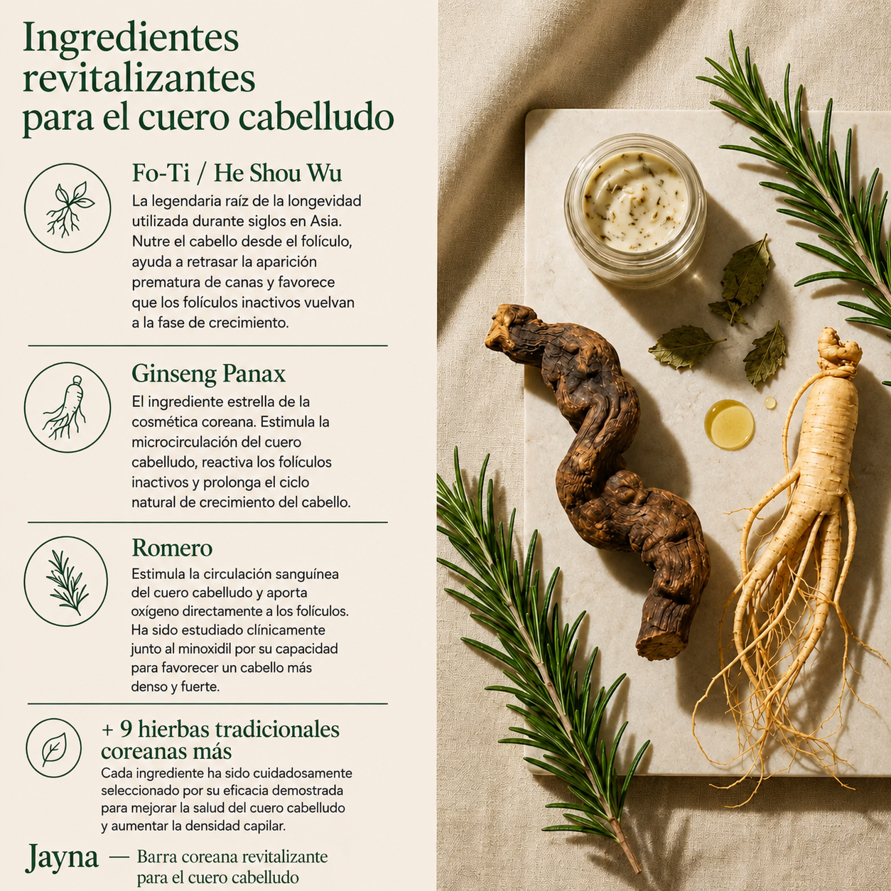 Barra revitalizante coreano para el cuero cabelludo