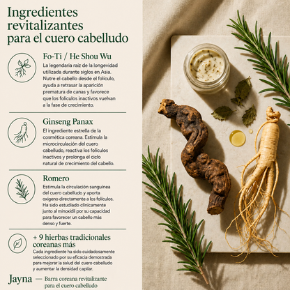 Barra revitalizante coreano para el cuero cabelludo
